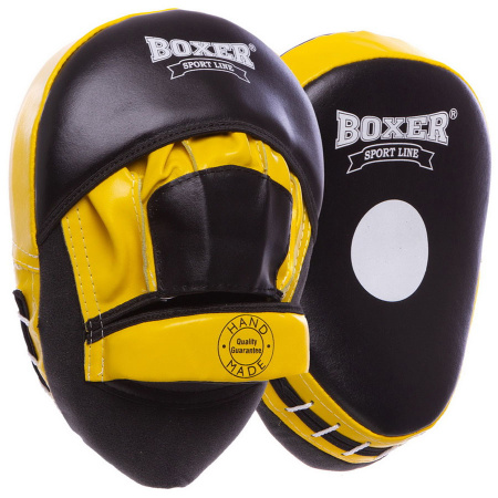 Картинка Лапы боксерские "BOXER", гнутые (кожаные) от магазина Sport-Power || Зображення Лапи боксерські "BOXER", гнуті (шкіряні) від магазину Sport-Power